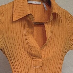 Helmut Lang Vibrant Orange Ribbed Long Sleeve Top